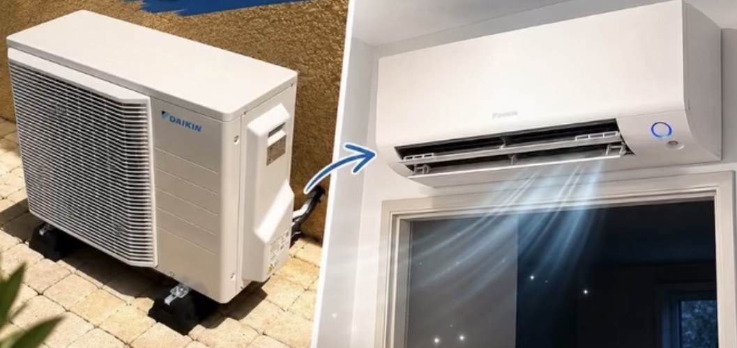 Climatisation murale dans un intérieur lumineux